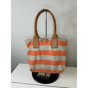 Kate Spade New York Bon Shopper Jubilee Stripe Coral/Natural Stripe Purse